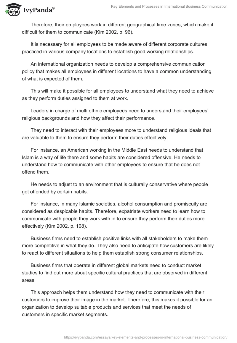 Key Elements and Processes in International Business Communication. Page 4