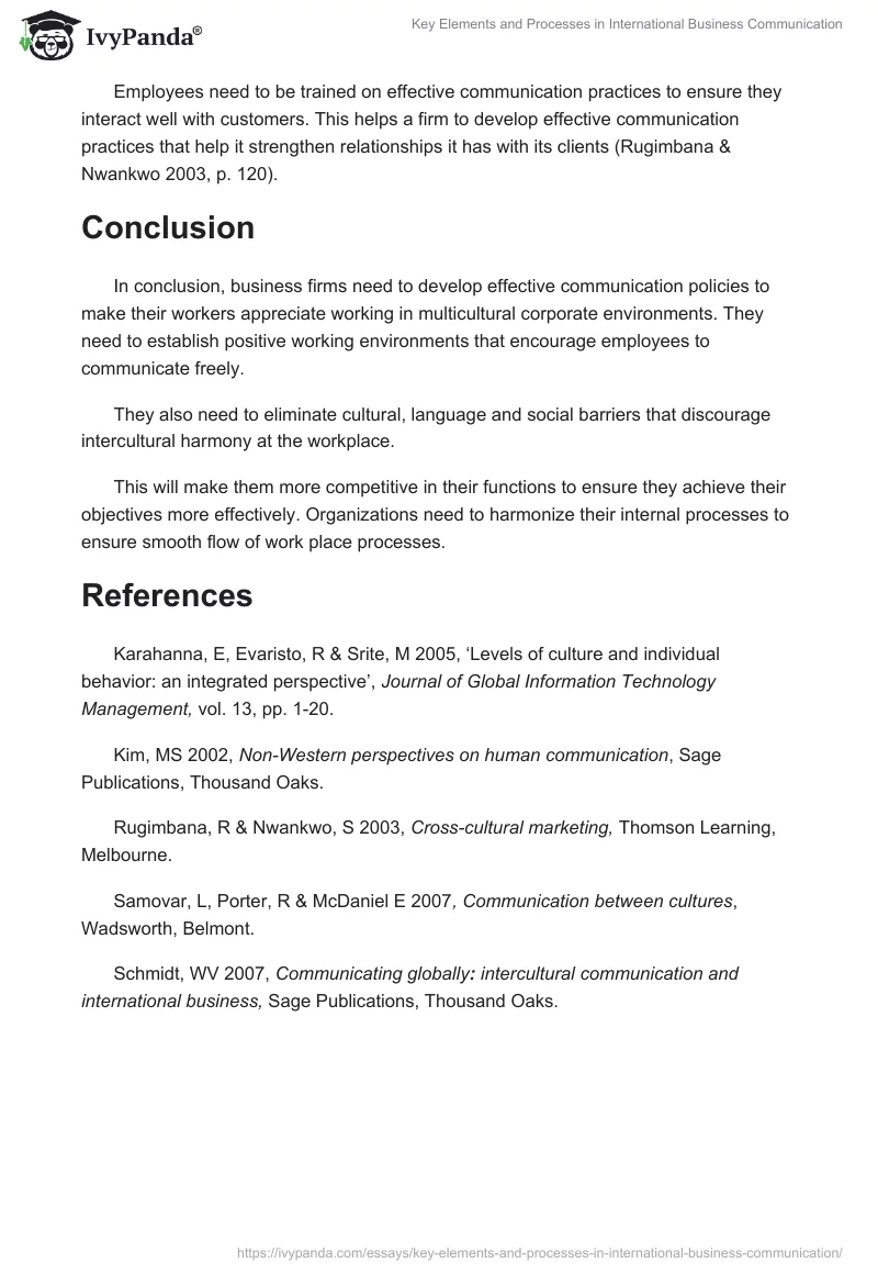 Key Elements and Processes in International Business Communication. Page 5