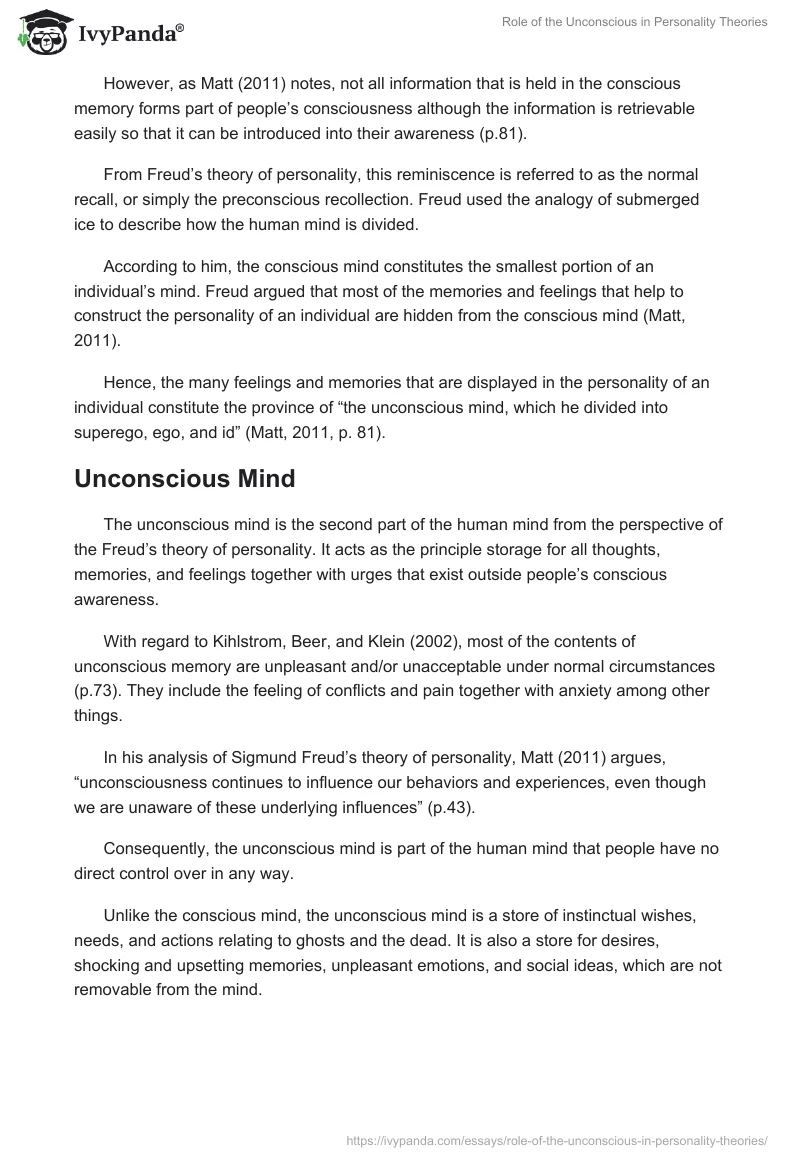 Role of the Unconscious in Personality Theories. Page 2