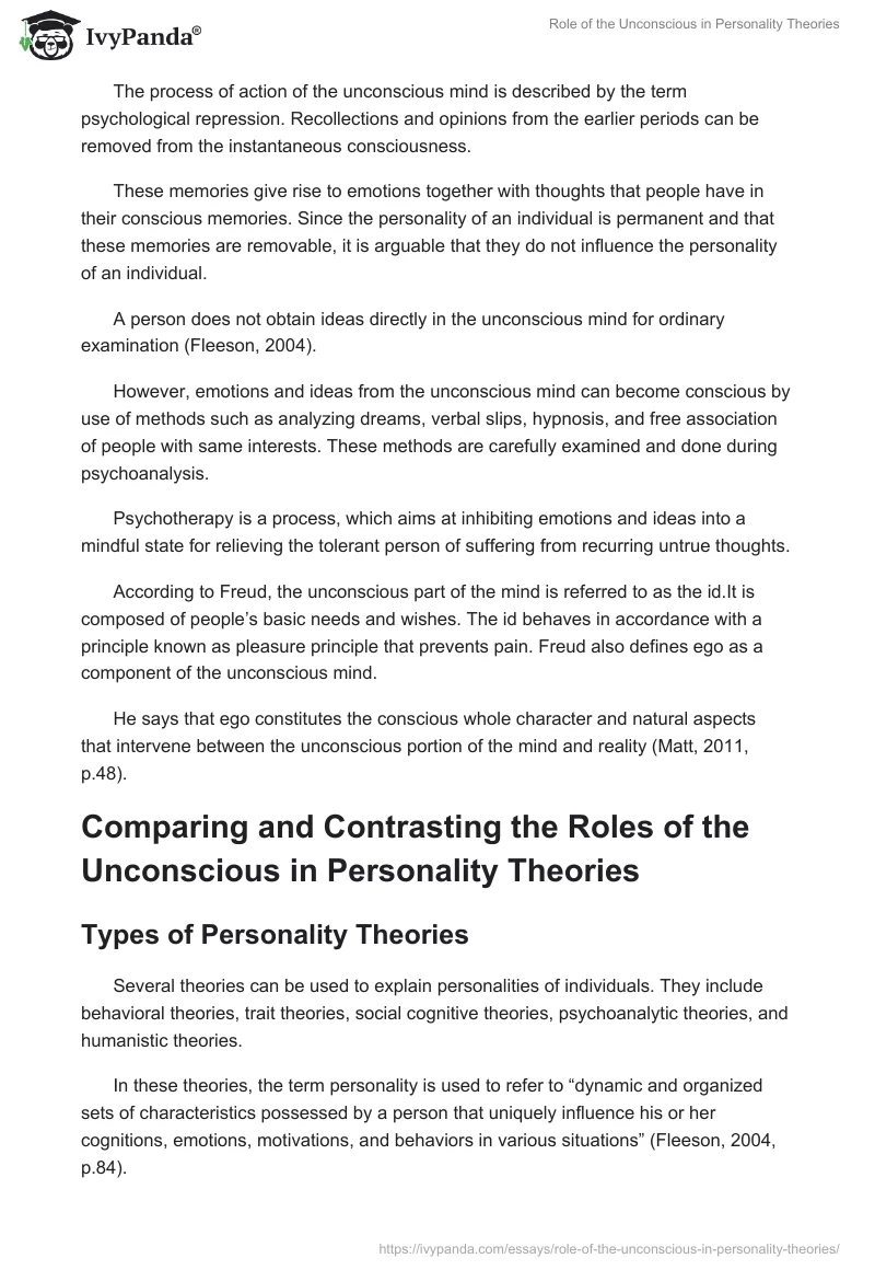 Role of the Unconscious in Personality Theories. Page 3