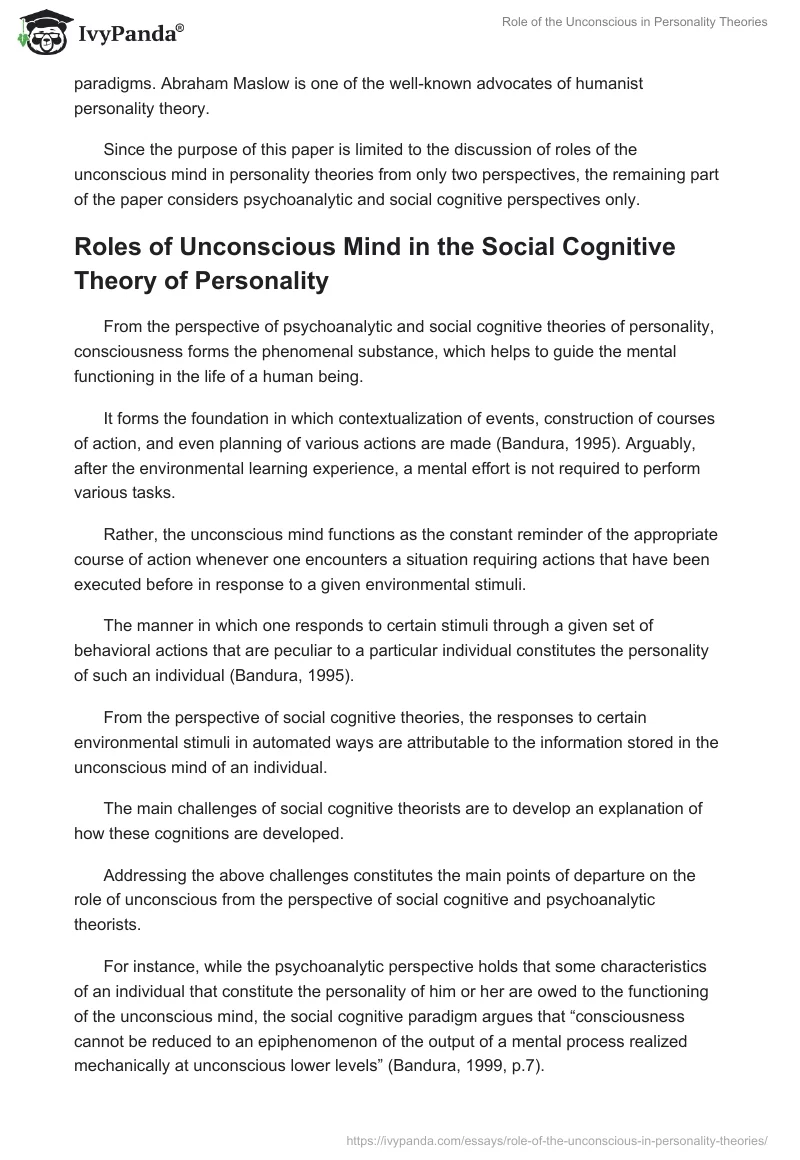 Role of the Unconscious in Personality Theories. Page 5