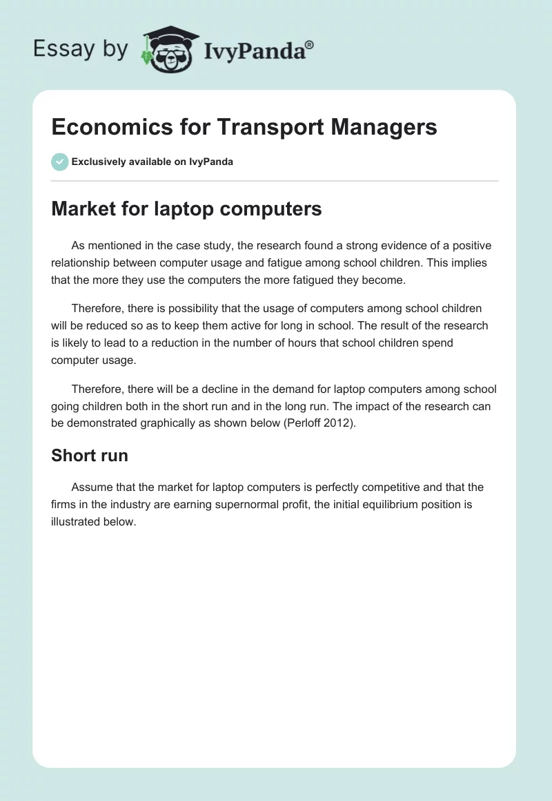 Economics for Transport Managers. Page 1