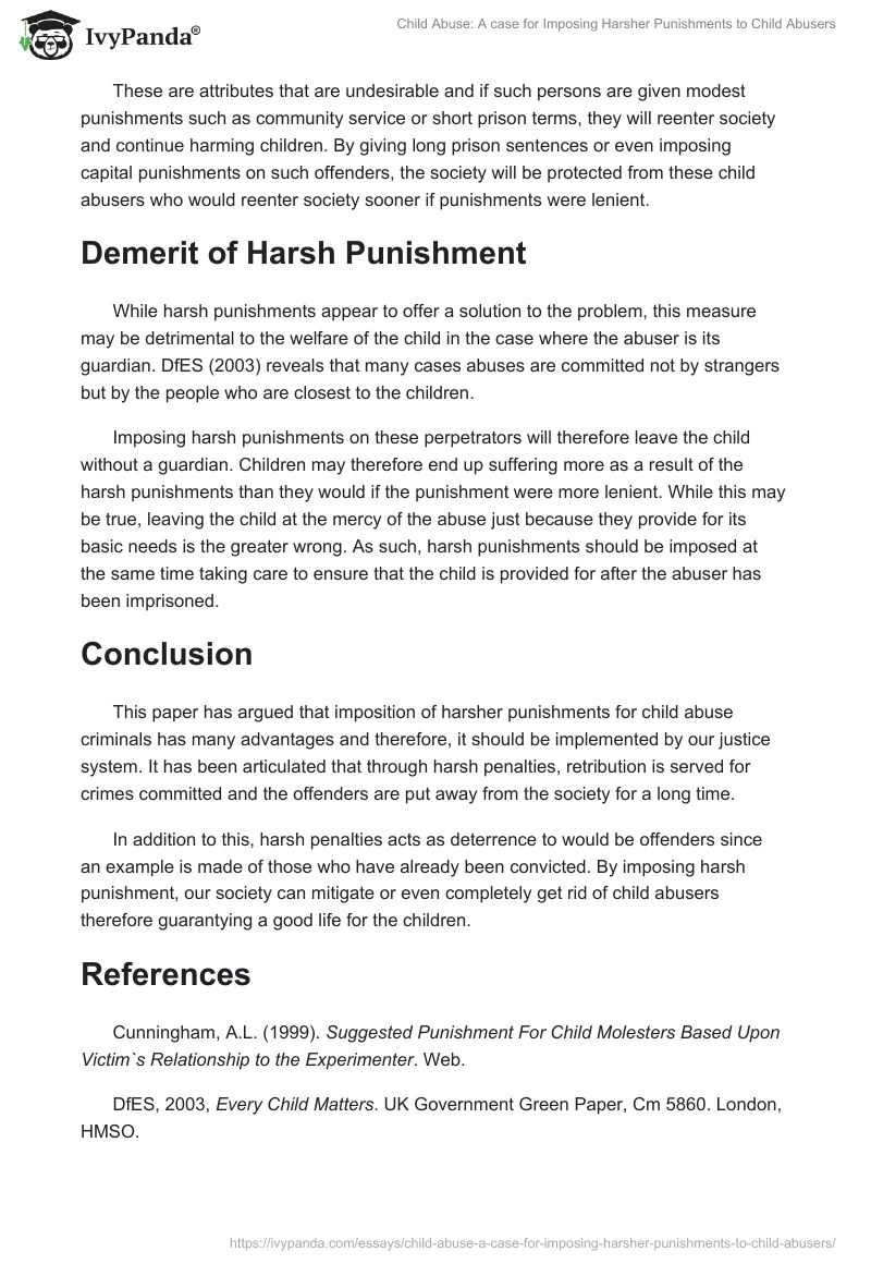 Child Abuse: A Case for Imposing Harsher Punishments to Child Abusers. Page 2