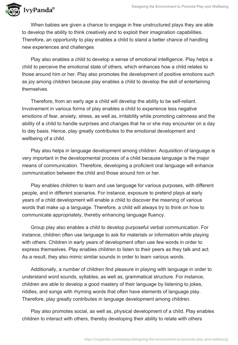 Designing the Environment to Promote Play and Wellbeing. Page 2