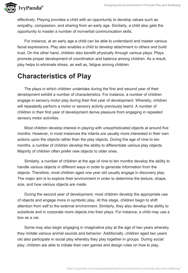 Designing the Environment to Promote Play and Wellbeing. Page 3