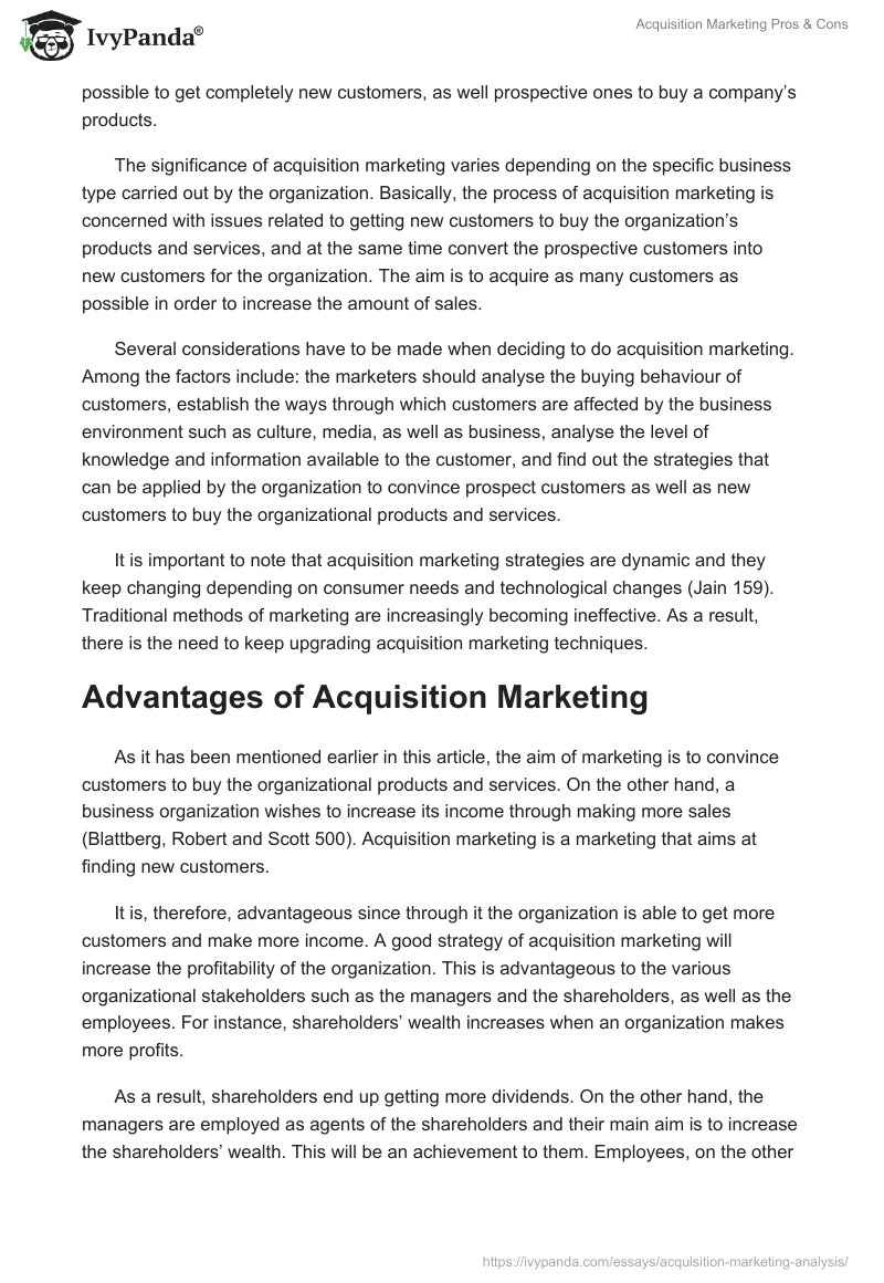 Acquisition Marketing Pros & Cons. Page 2