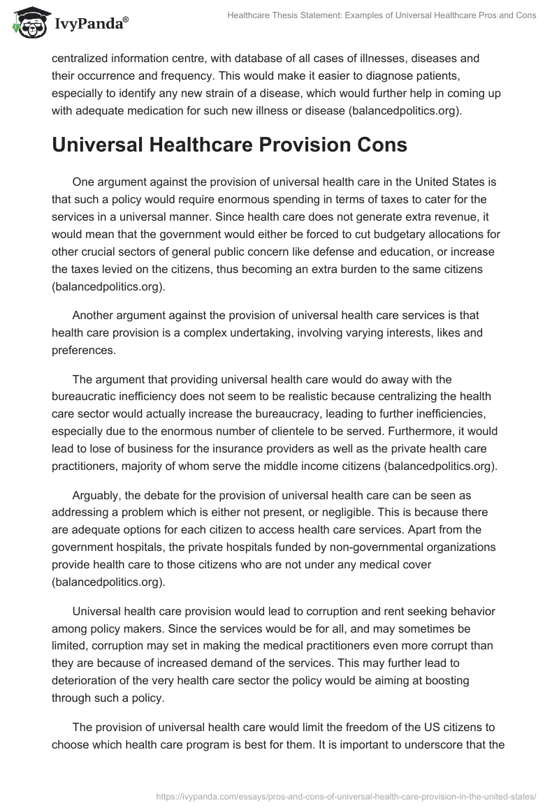 good thesis statement for universal healthcare
