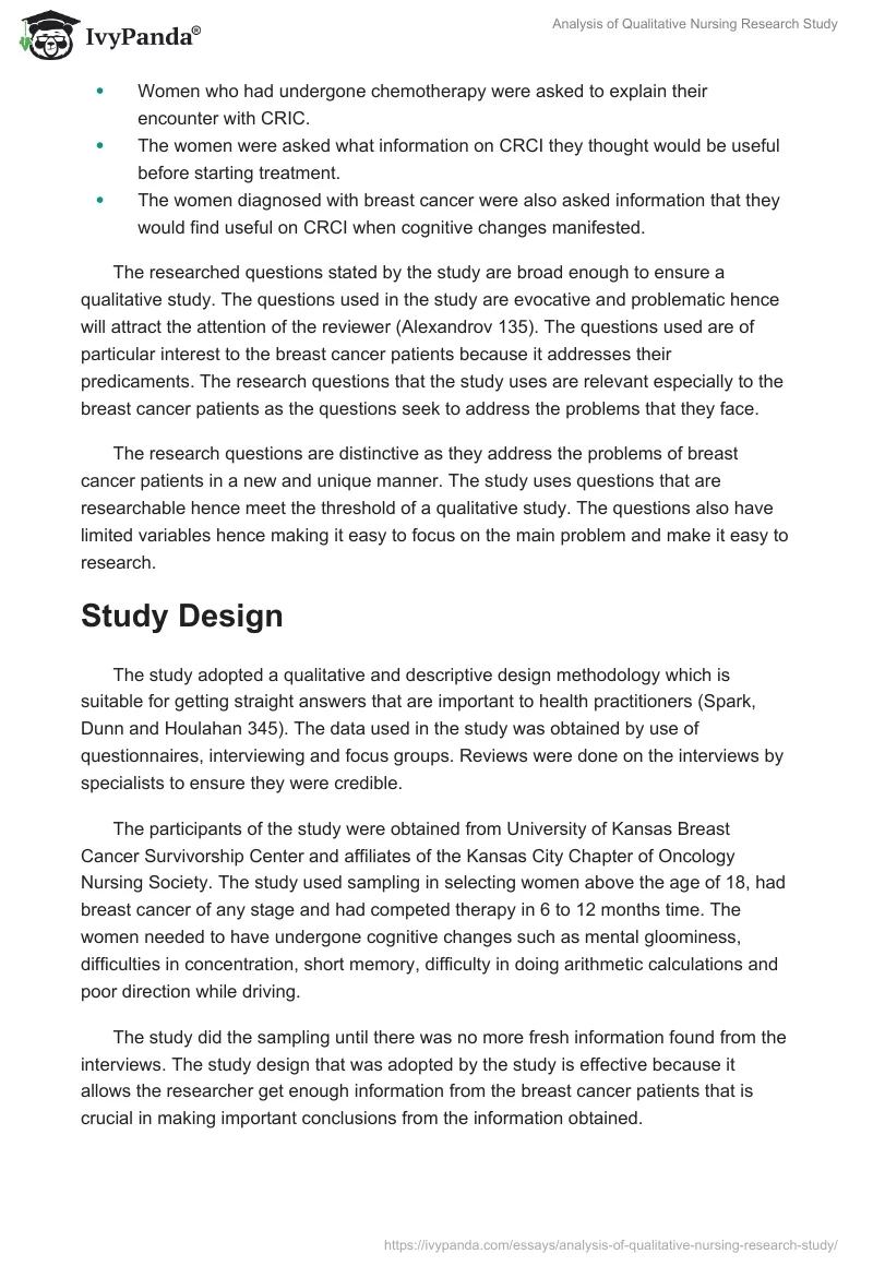 Analysis of Qualitative Nursing Research Study. Page 2
