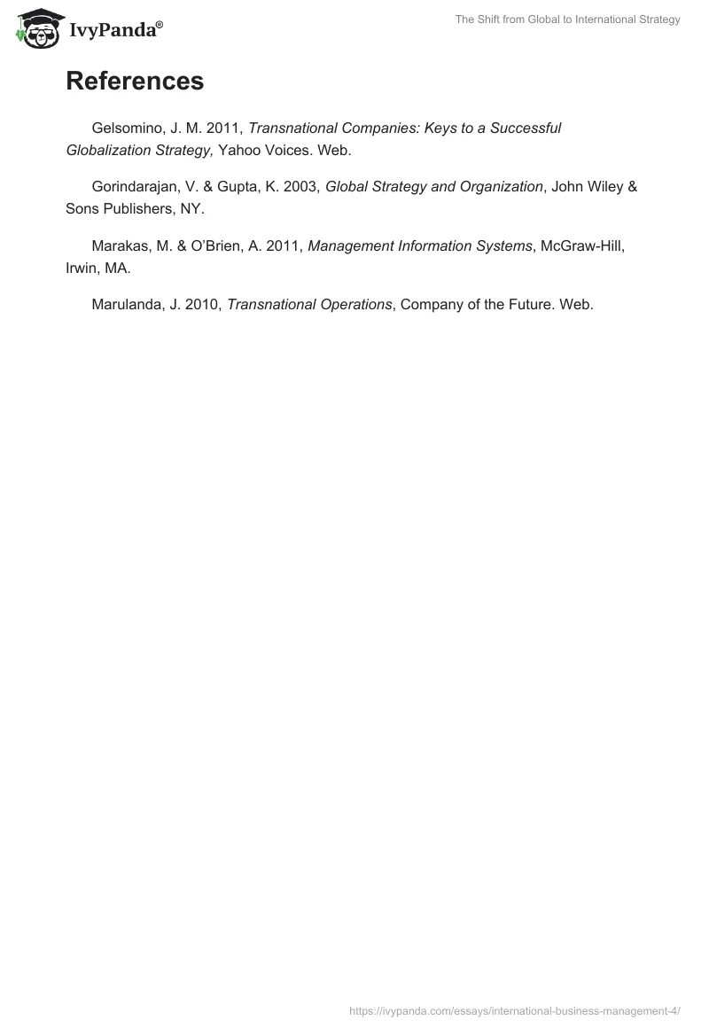 The Shift from Global to International Strategy. Page 4
