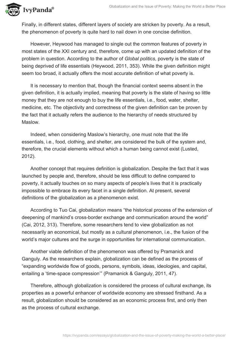 Globalization and the Issue of Poverty: Making the World a Better Place. Page 2