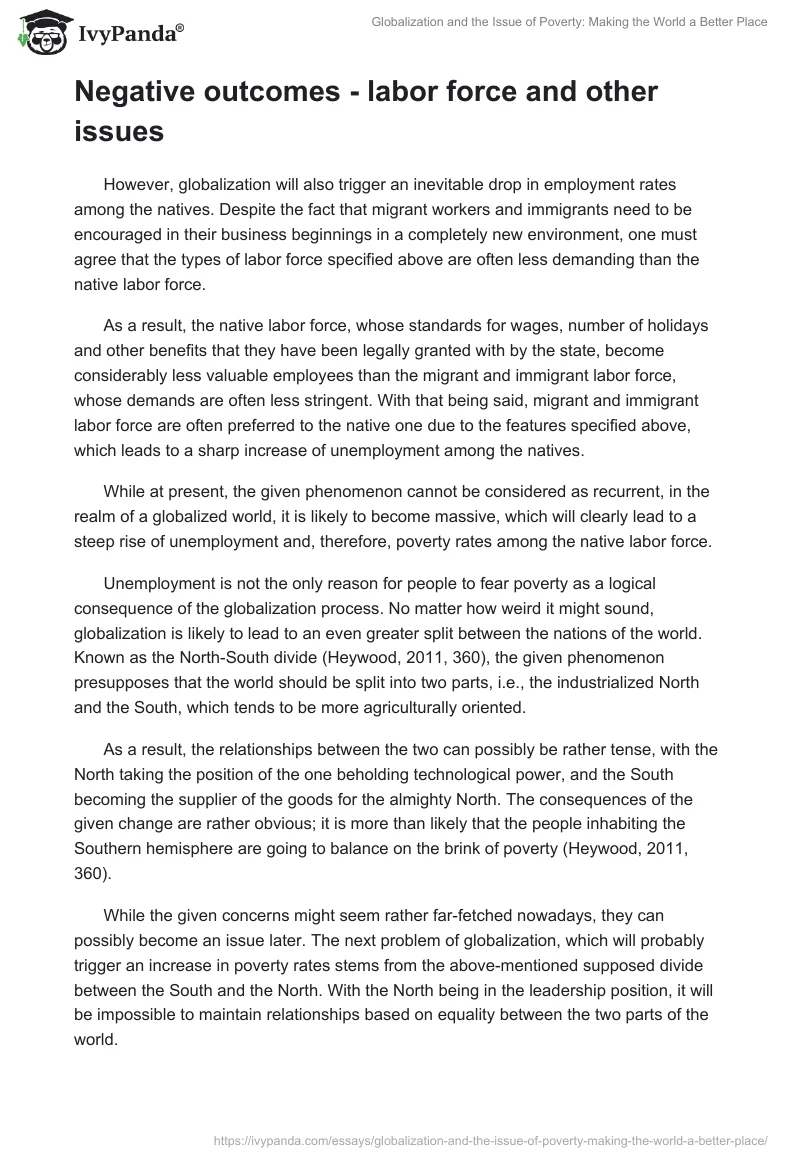Globalization and the Issue of Poverty: Making the World a Better Place. Page 4