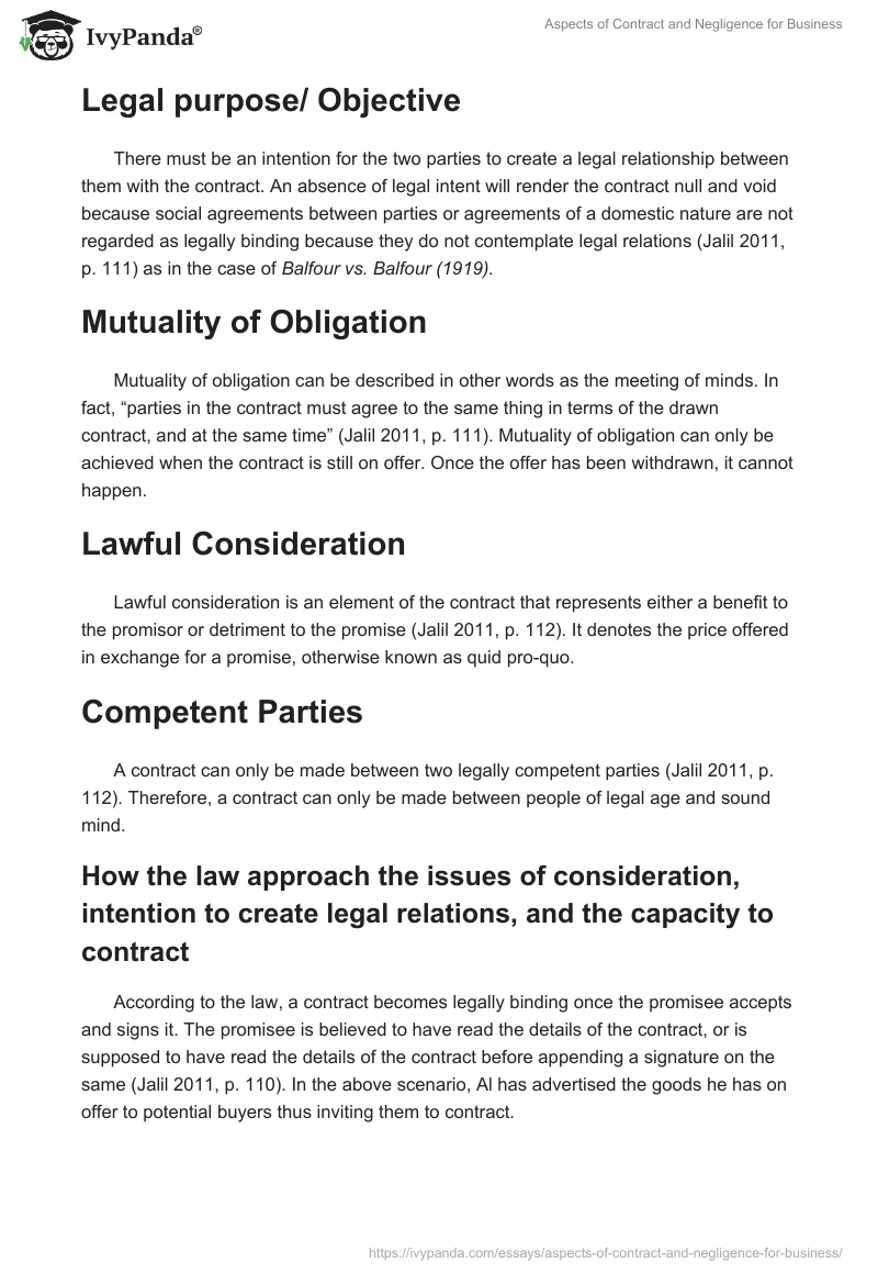 Aspects of Contract and Negligence for Business. Page 2