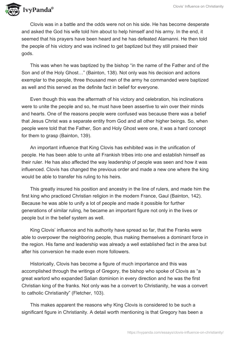 Clovis’ Influence on Christianity. Page 2