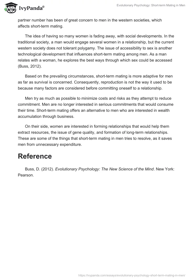 Evolutionary Psychology: Short-term Mating in Men. Page 2