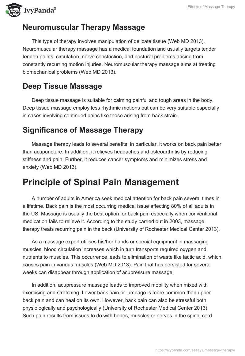 Effects of Massage Therapy. Page 2