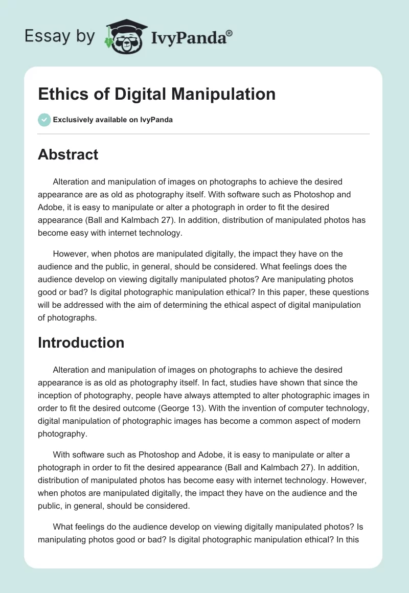 Ethics of Digital Manipulation. Page 1