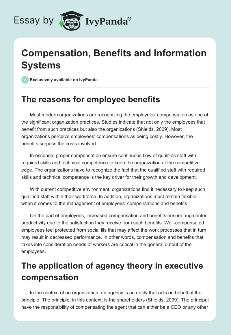 Compensation, Benefits and Information Systems. Page 1