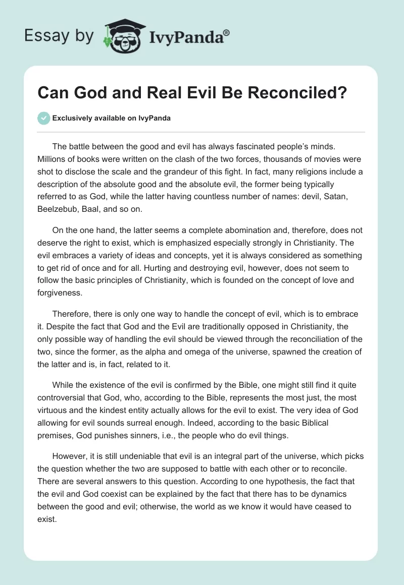 Can God and Real Evil Be Reconciled?. Page 1