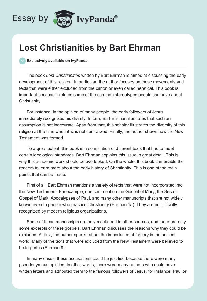 Lost Christianities by Bart Ehrman. Page 1