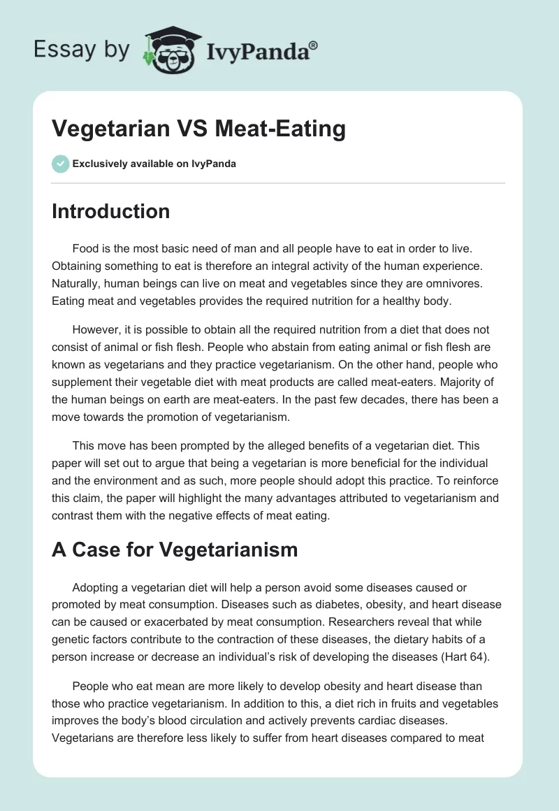 Vegetarian vs. Meat-Eating. Page 1