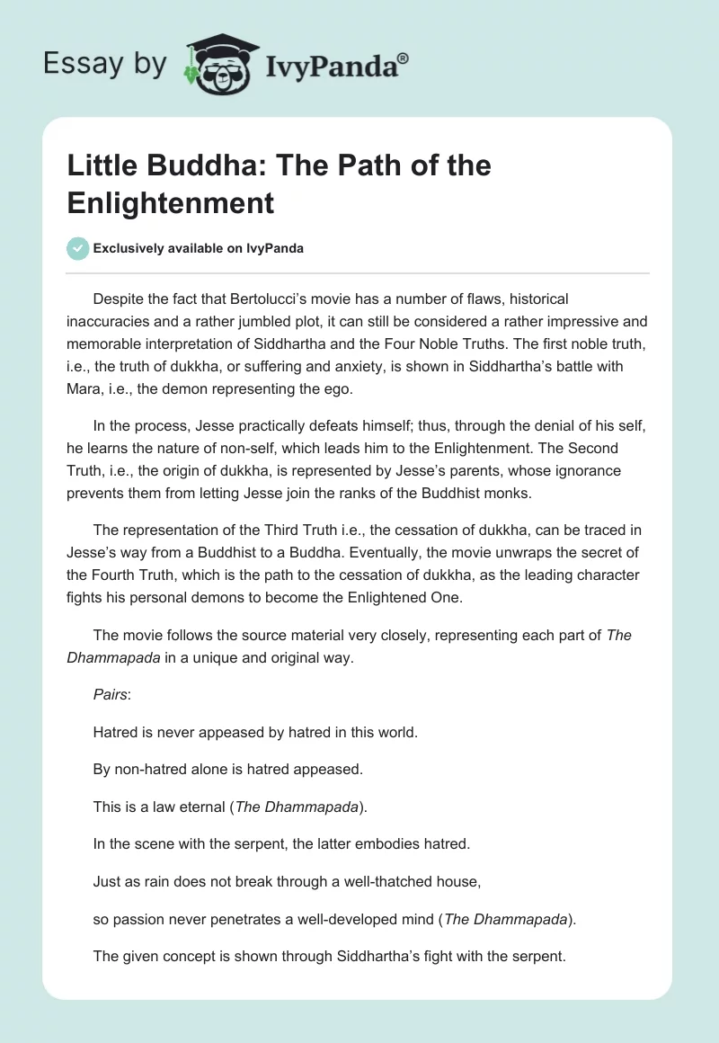 Little Buddha: The Path of the Enlightenment. Page 1