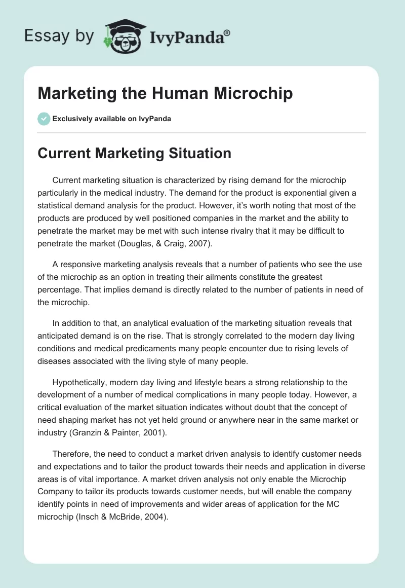 Marketing the Human Microchip. Page 1