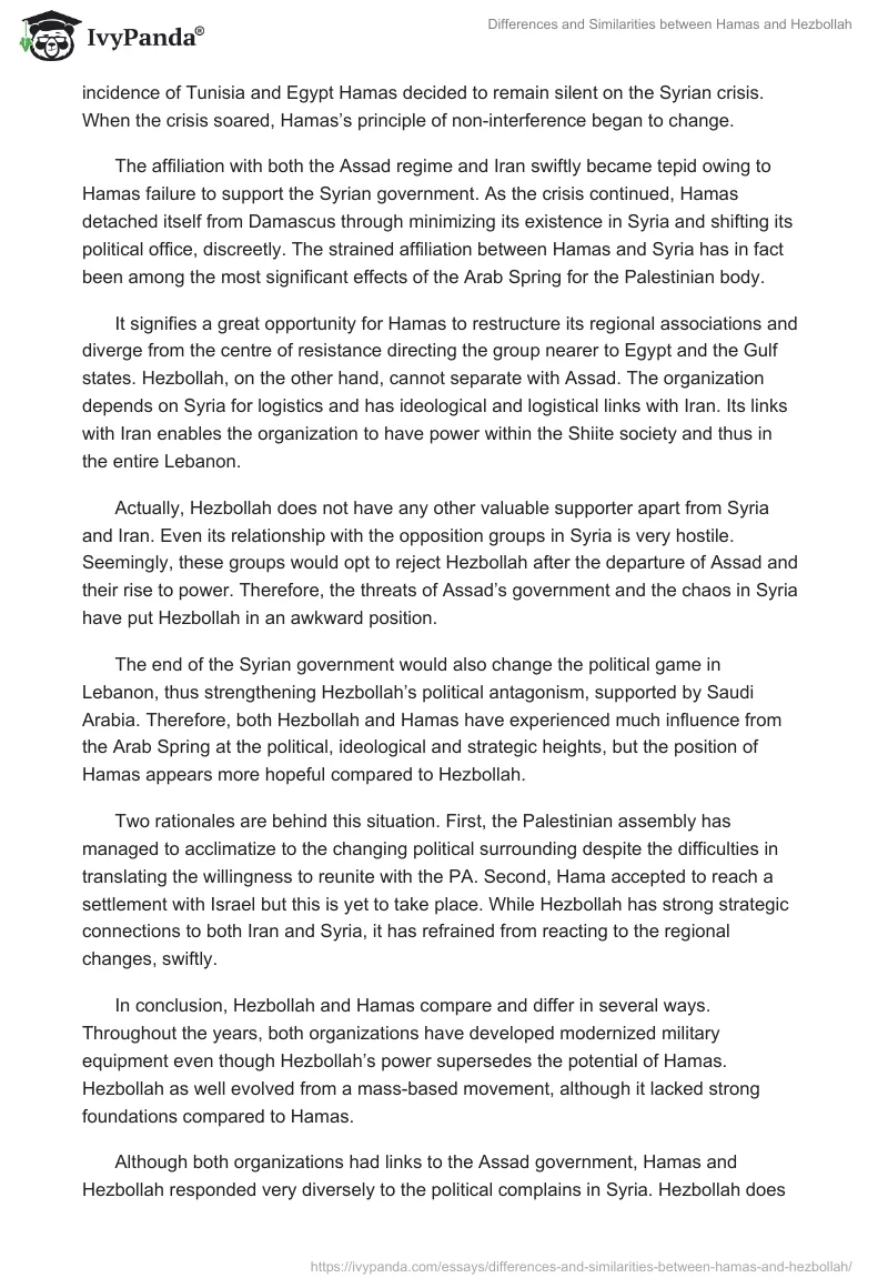 Differences and Similarities between Hamas and Hezbollah. Page 4