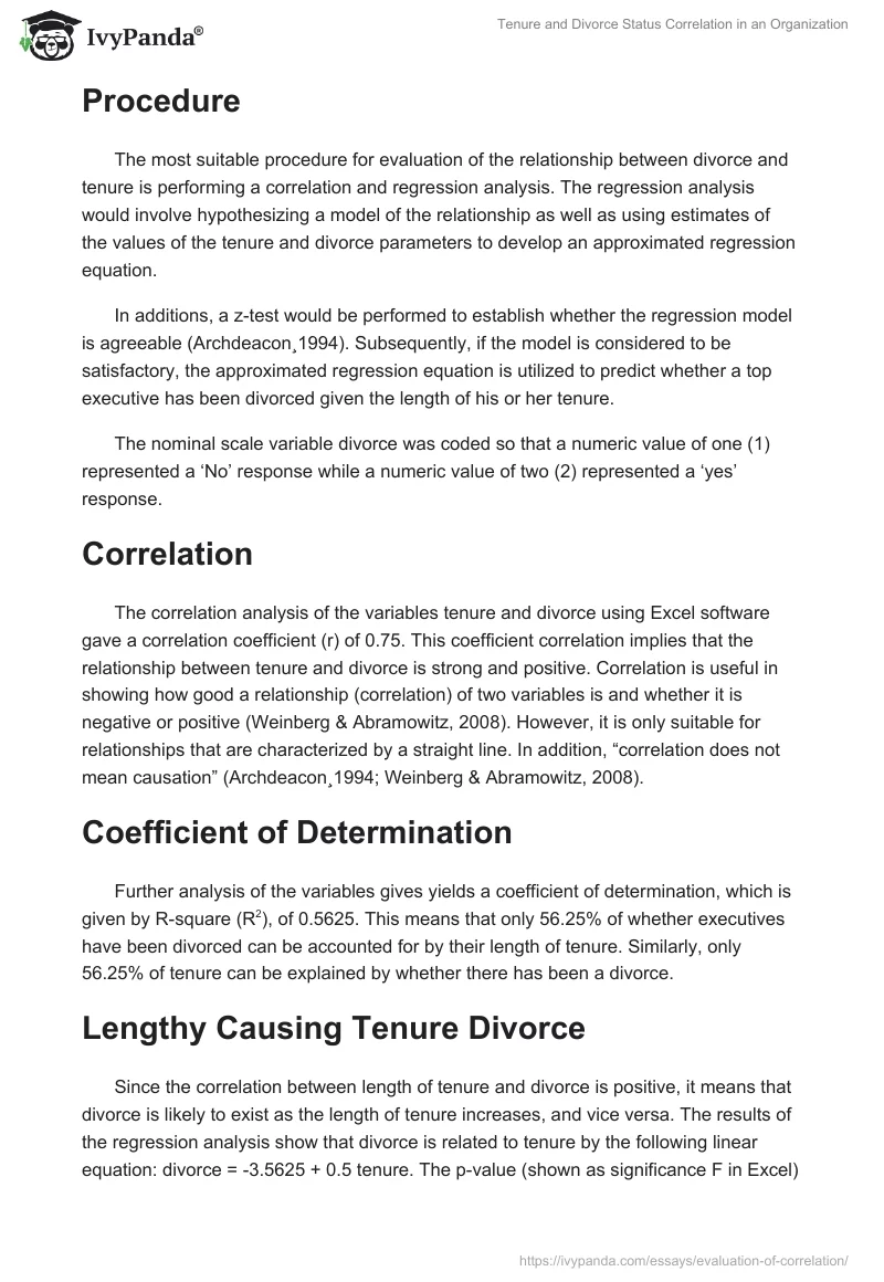 Tenure and Divorce Status Correlation in an Organization. Page 2