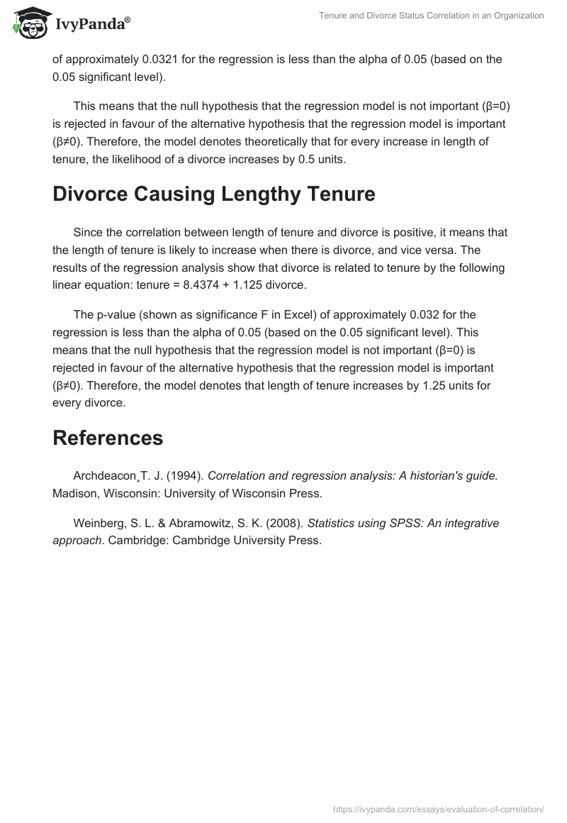 Tenure and Divorce Status Correlation in an Organization. Page 3