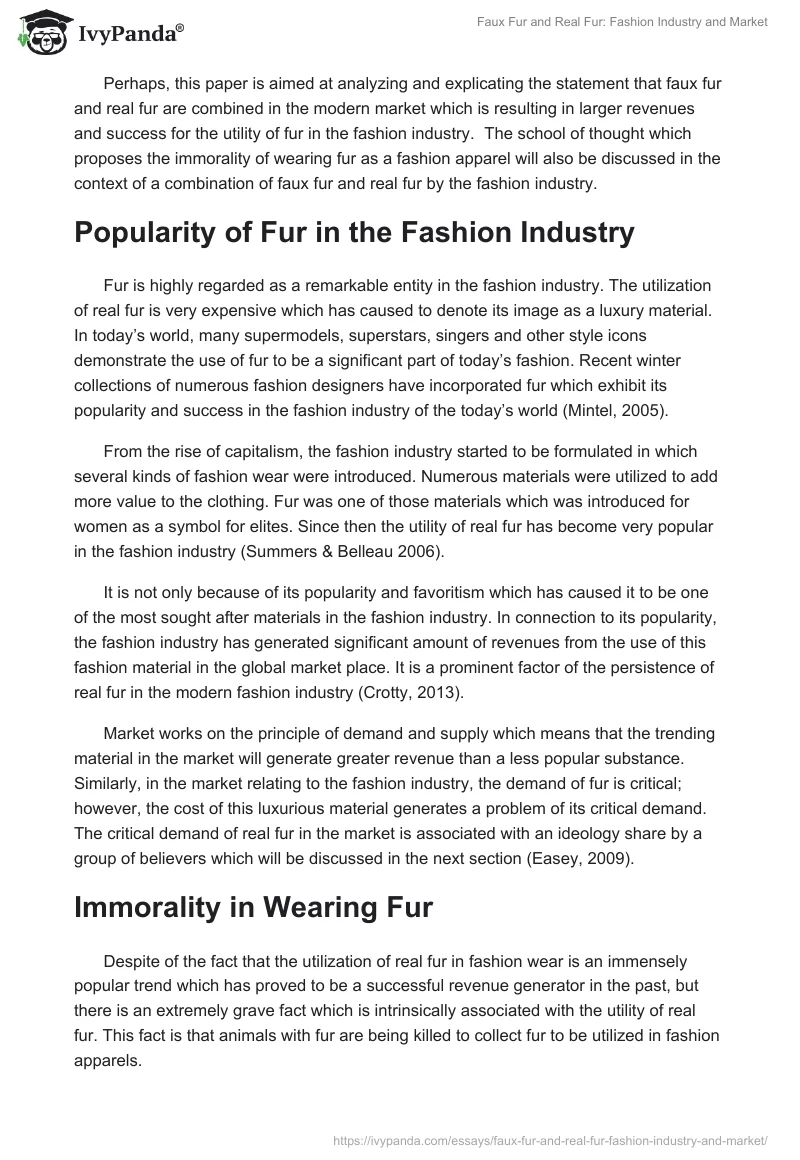 Faux Fur and Real Fur: Fashion Industry and Market. Page 2