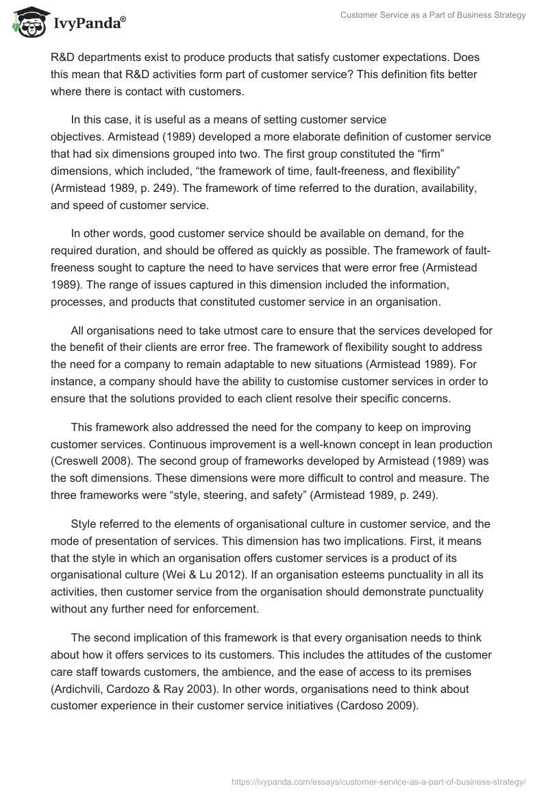 Customer Service as a Part of Business Strategy. Page 2