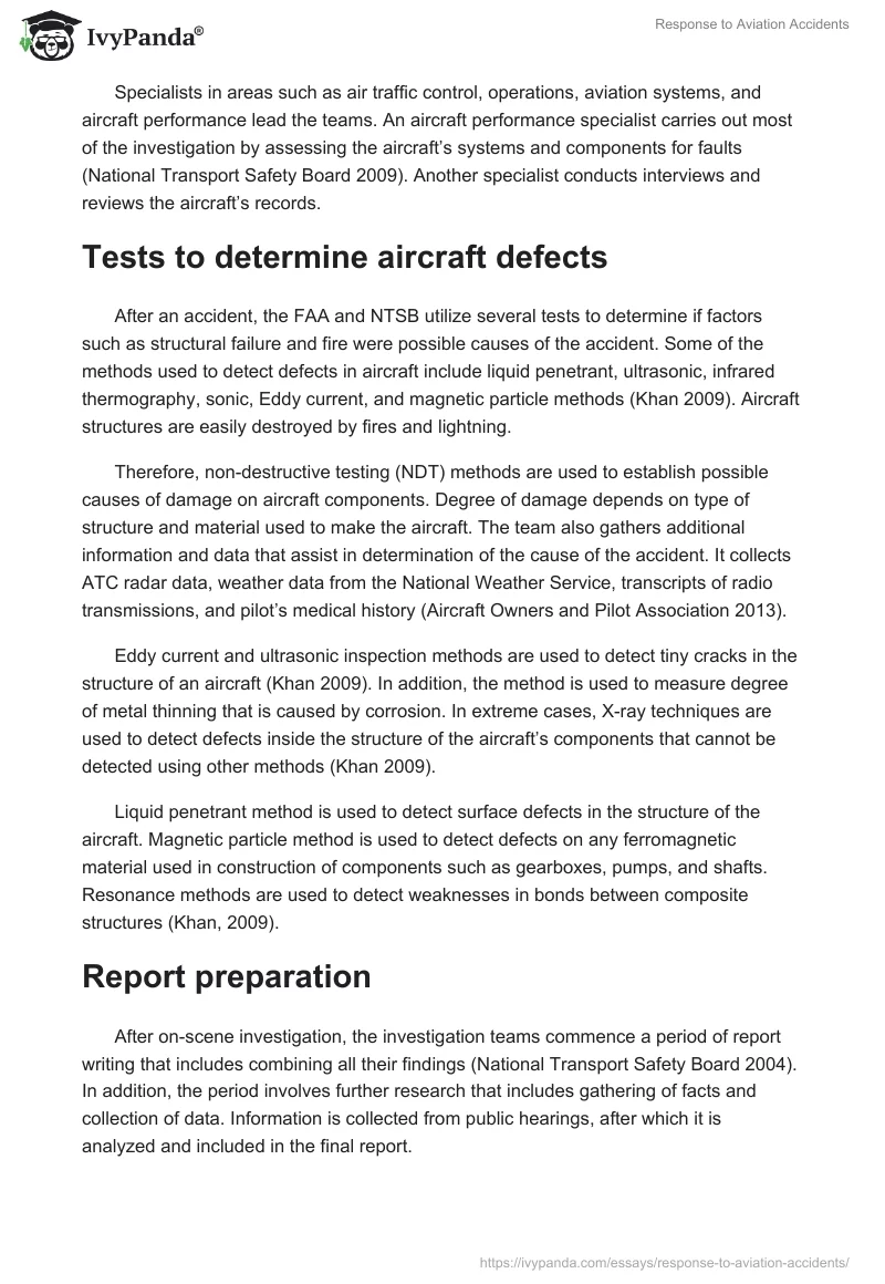 Response to Aviation Accidents. Page 4
