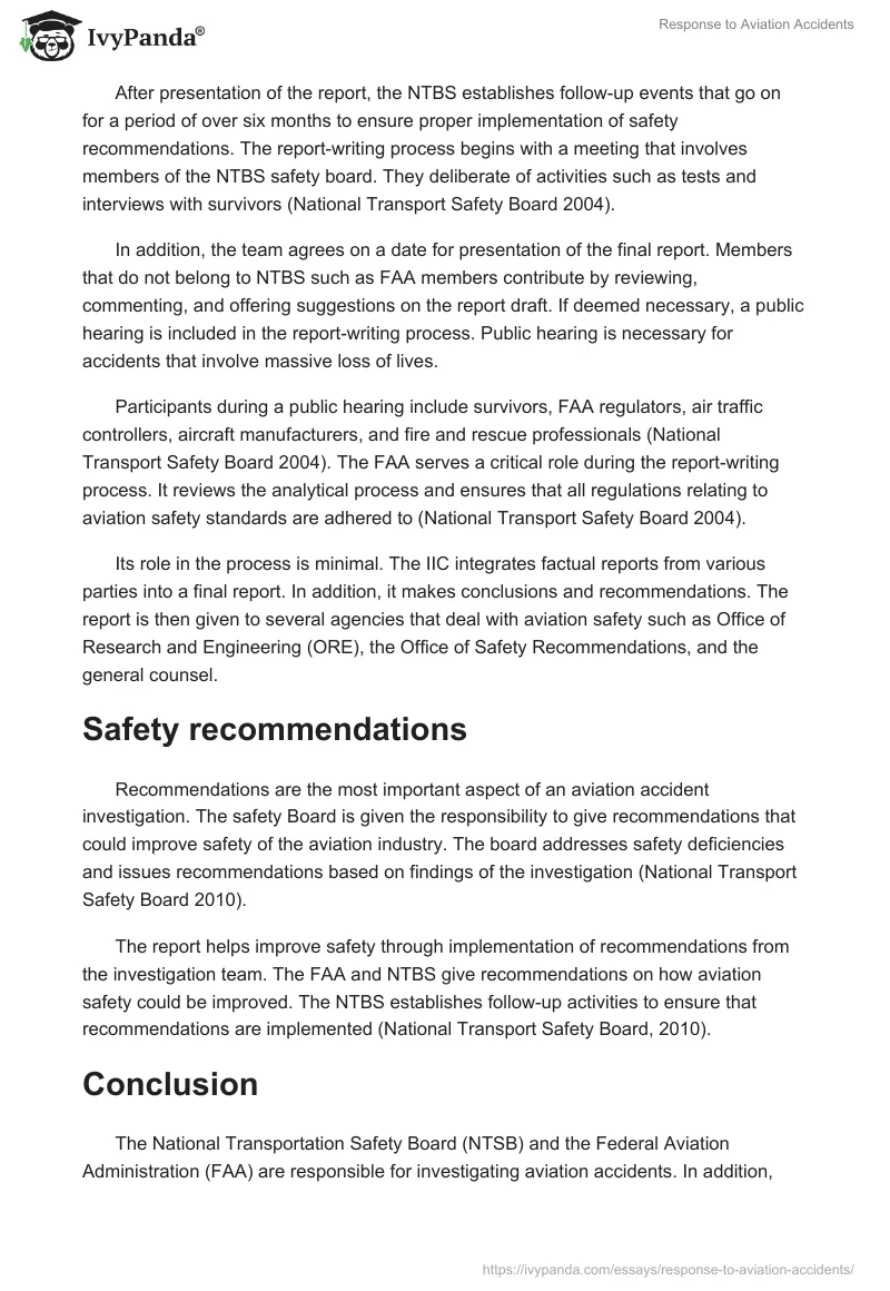 Response to Aviation Accidents. Page 5