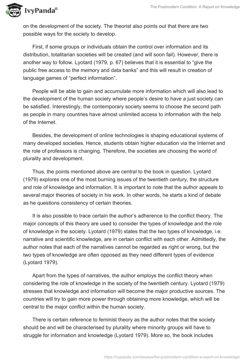 The Postmodern Condition: A Report on Knowledge. Page 4