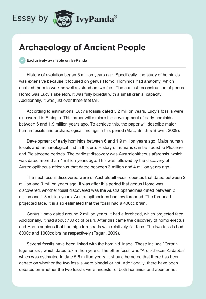 Archaeology of Ancient People. Page 1