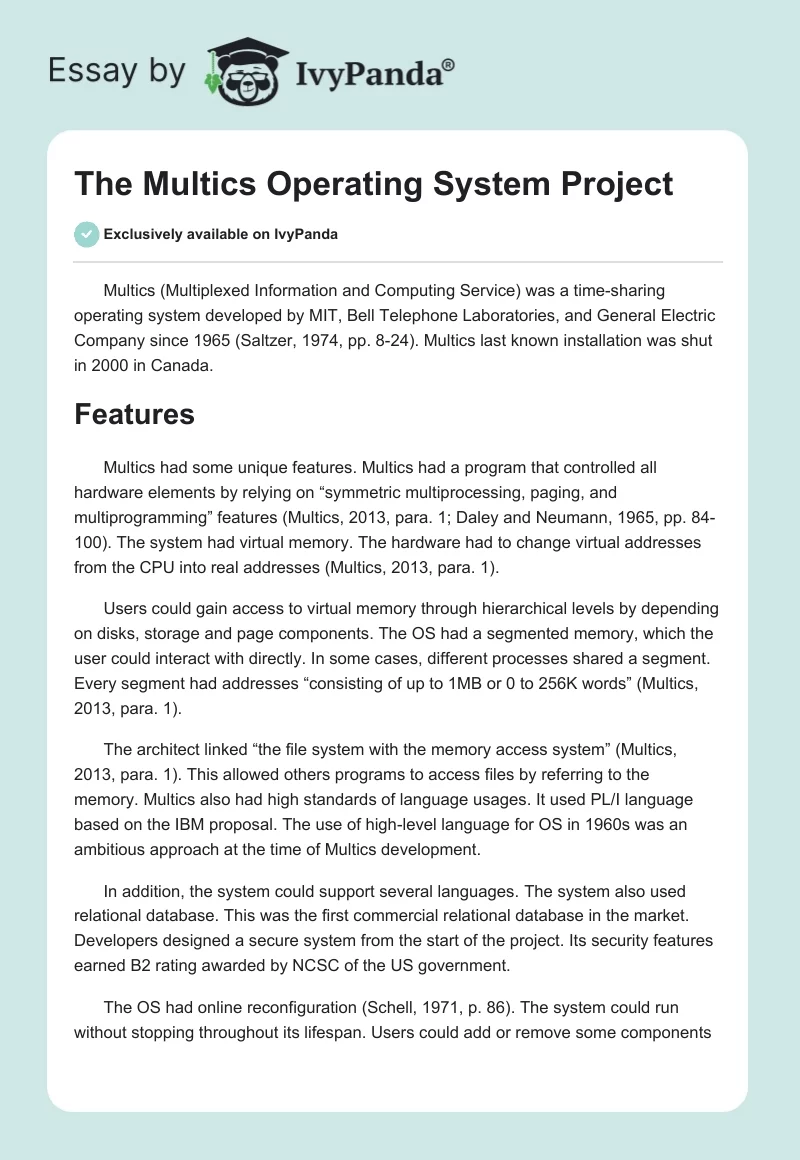 The Multics Operating System Project. Page 1