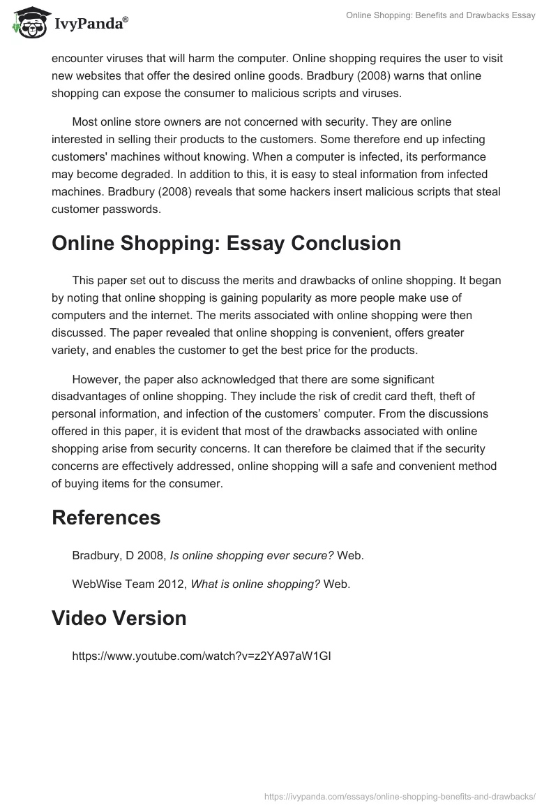 Online Shopping: Benefits and Drawbacks Essay. Page 4