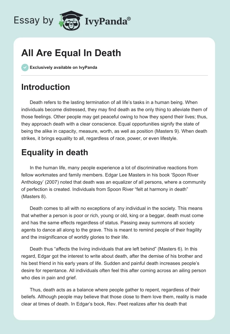 All Are Equal in Death. Page 1