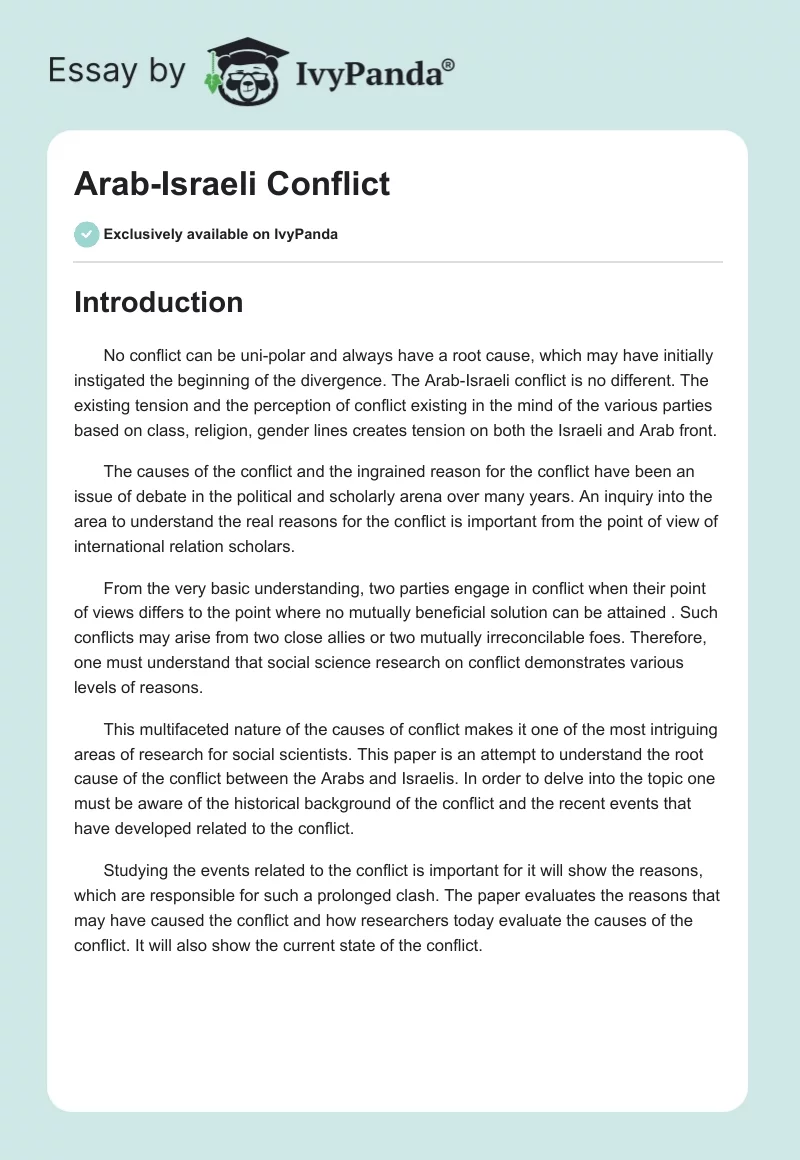 Arab-Israeli Conflict. Page 1