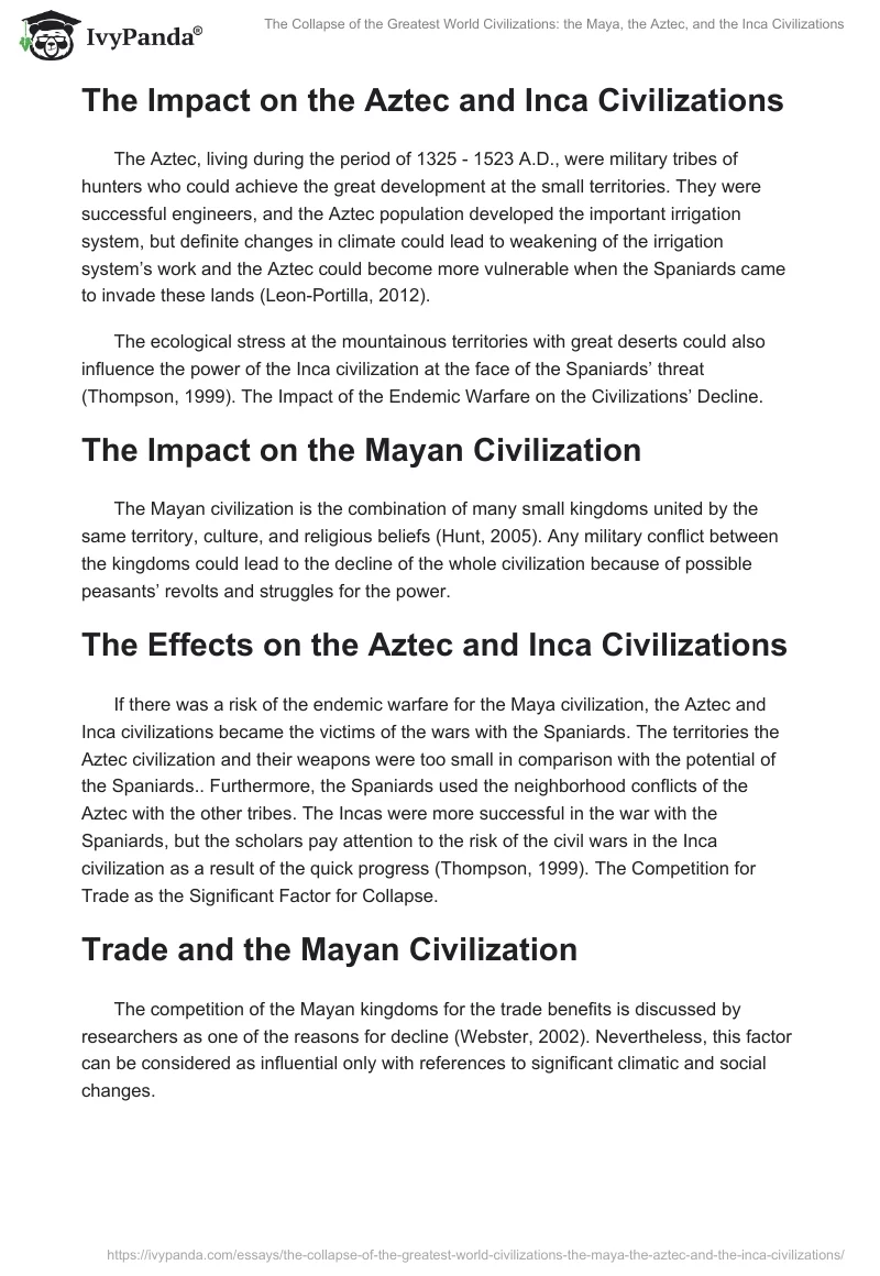 The Collapse of the Greatest World Civilizations: the Maya, the Aztec, and the Inca Civilizations. Page 2