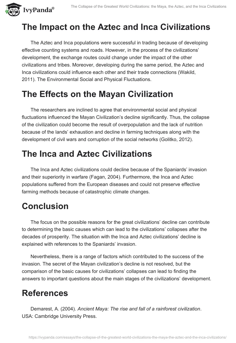 The Collapse of the Greatest World Civilizations: the Maya, the Aztec, and the Inca Civilizations. Page 3