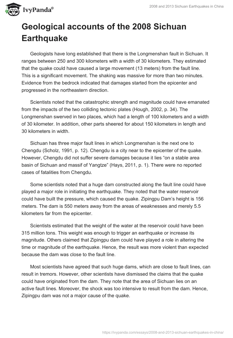 2008 and 2013 Sichuan Earthquakes in China. Page 2