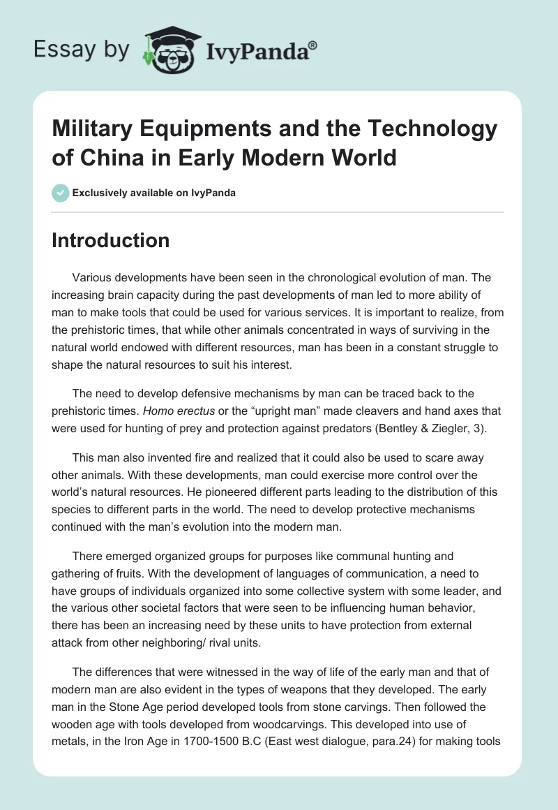 Military Equipments and the Technology of China in Early Modern World. Page 1