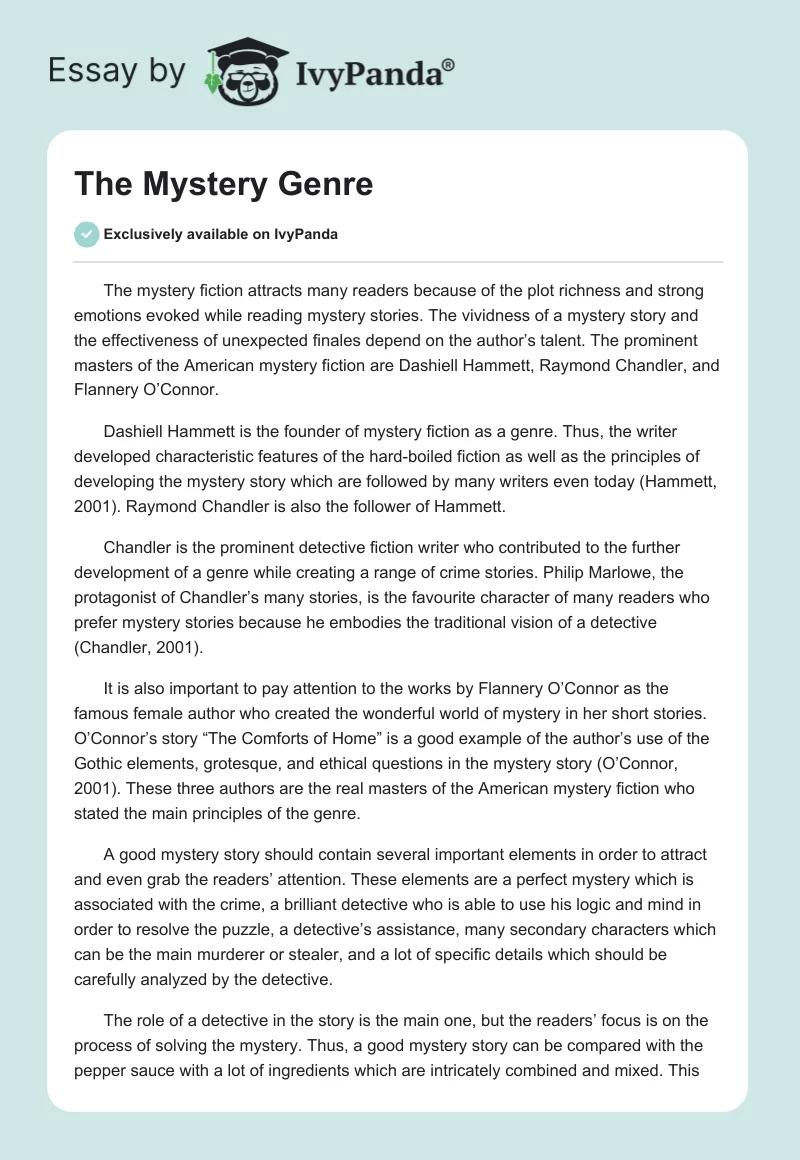 The Mystery Genre. Page 1
