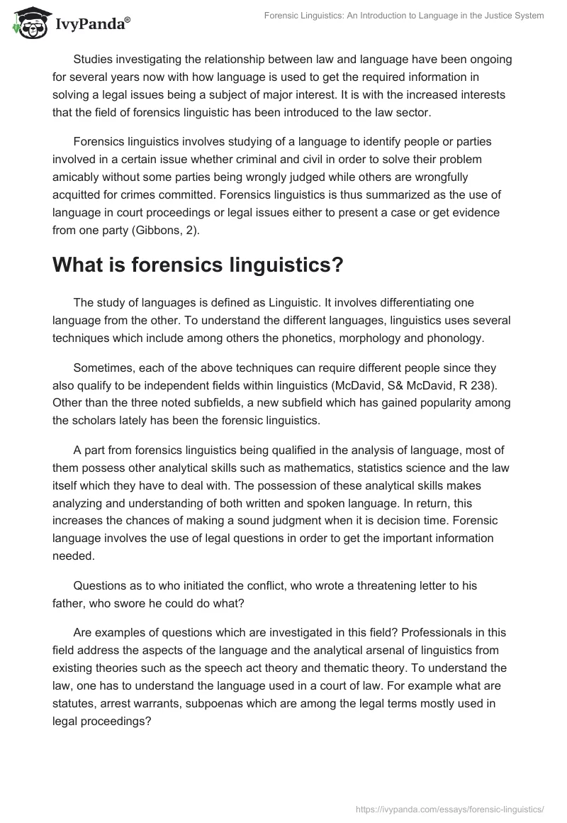 Forensic Linguistics: An Introduction to Language in the Justice System. Page 2