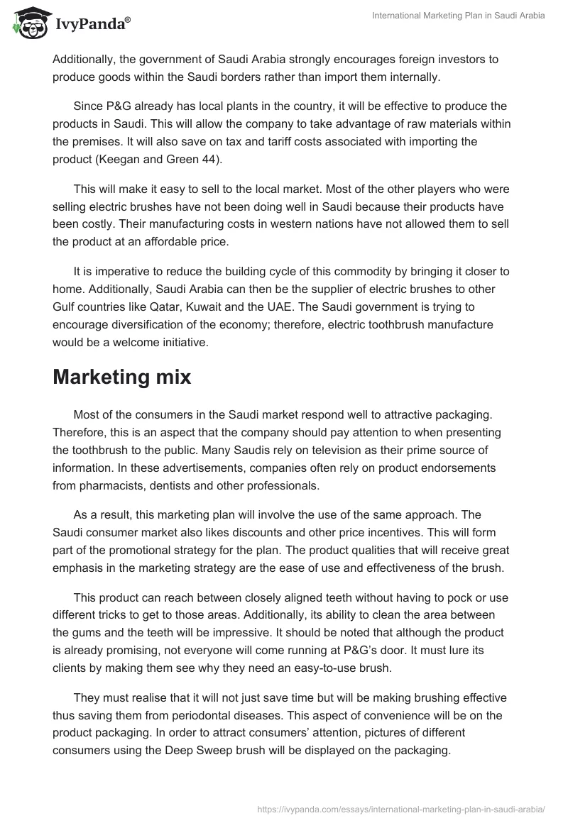 International Marketing Plan in Saudi Arabia. Page 4