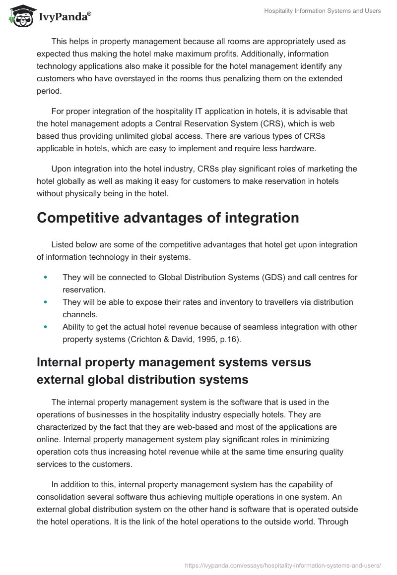 Hospitality Information Systems and Users. Page 3