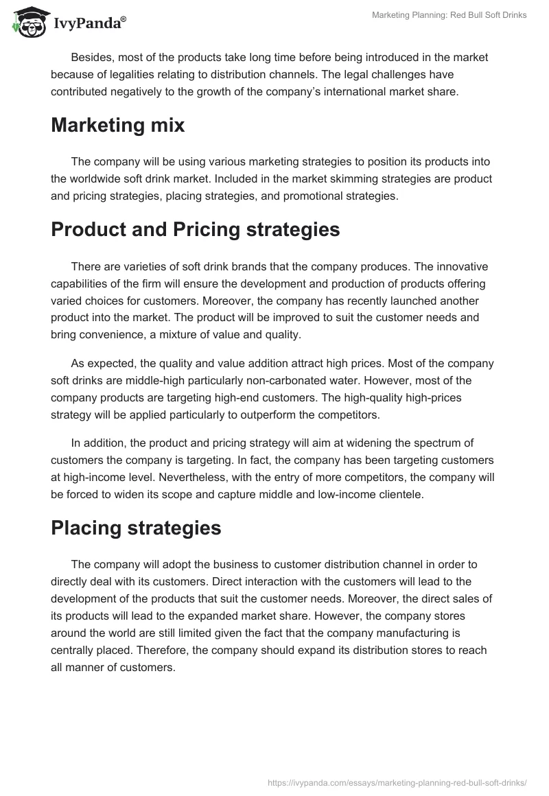 Marketing Planning: Red Bull Soft Drinks. Page 4