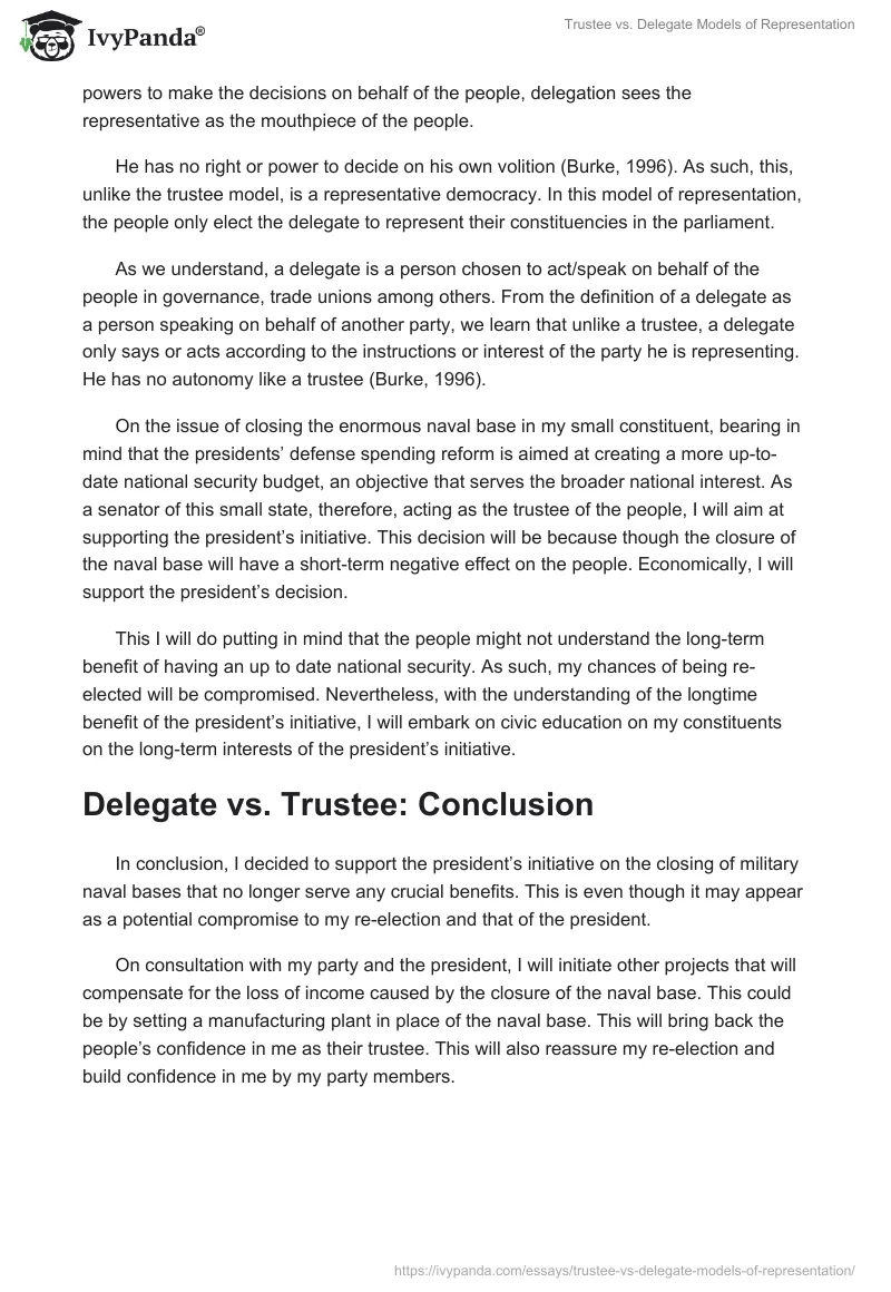 Trustee vs. Delegate Models of Representation. Page 2