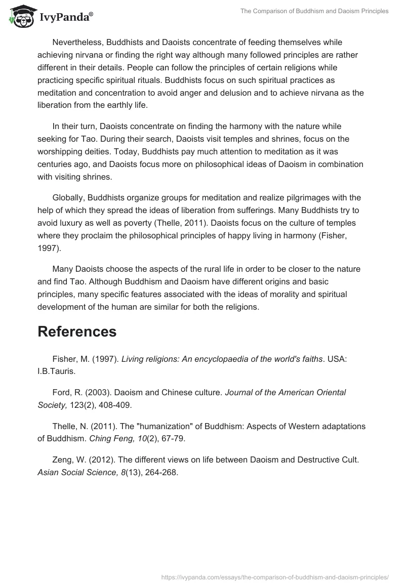The Comparison of Buddhism and Daoism Principles. Page 2